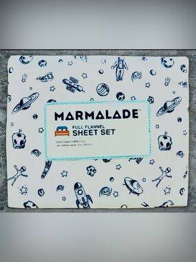 DISC Marmalade Bed Bath & Beyond FULL Flannel Sheets Set RARE Outer Space Galaxy